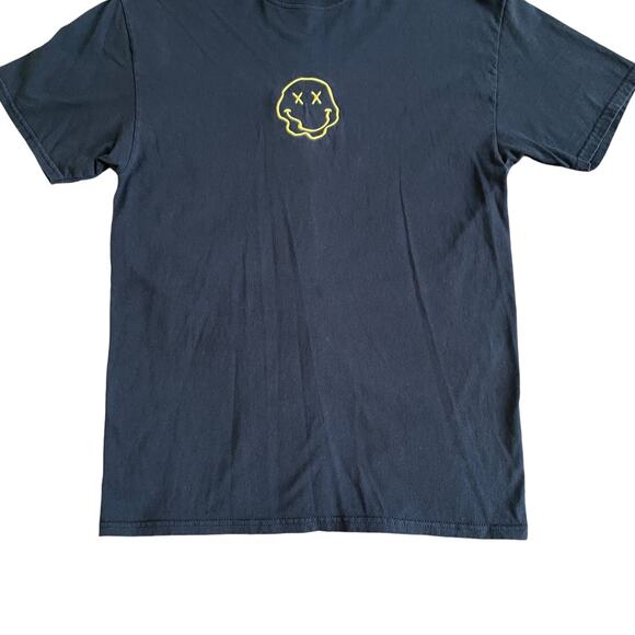 Men's MELTING HAPPY FACE T-Shirt Black Cotton Crew Neck Size Medium - Picture 5 of 14